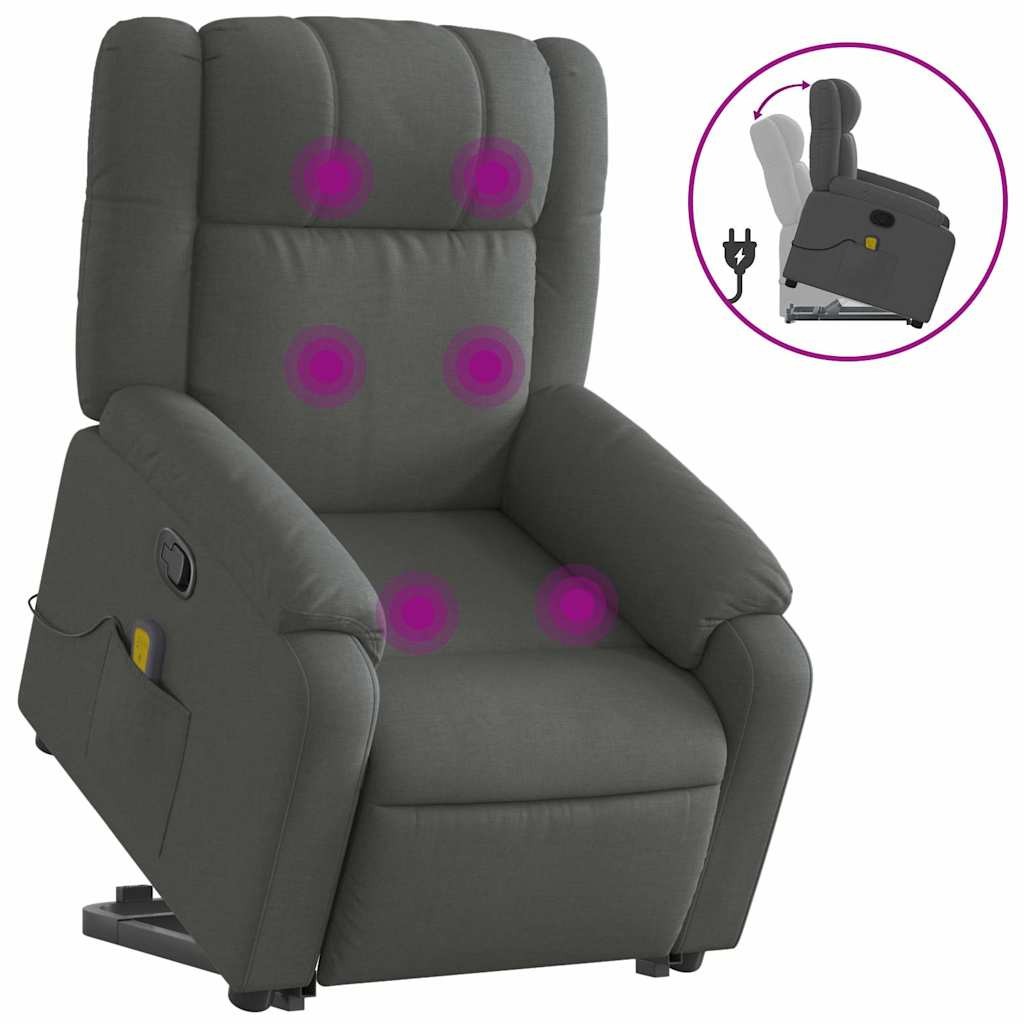 Stand up Recliner Chair Power Lift Reclining Armchair Light Gray Fabric vidaXL