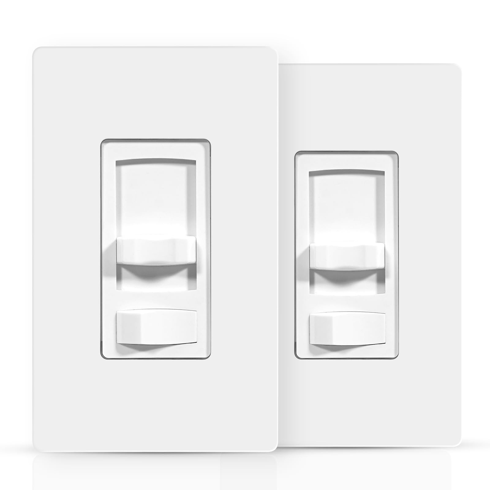 JUNLIT Dimmer Light Switch,for 300W LED/CFL and 600W INC/HAL,White, 2PK