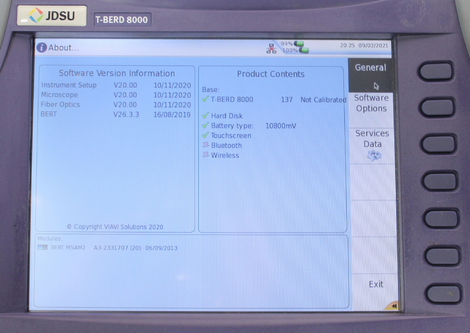 JDSU Viavi T-BERD 8000E Multitest Platform with 10G MSAM V2 Module