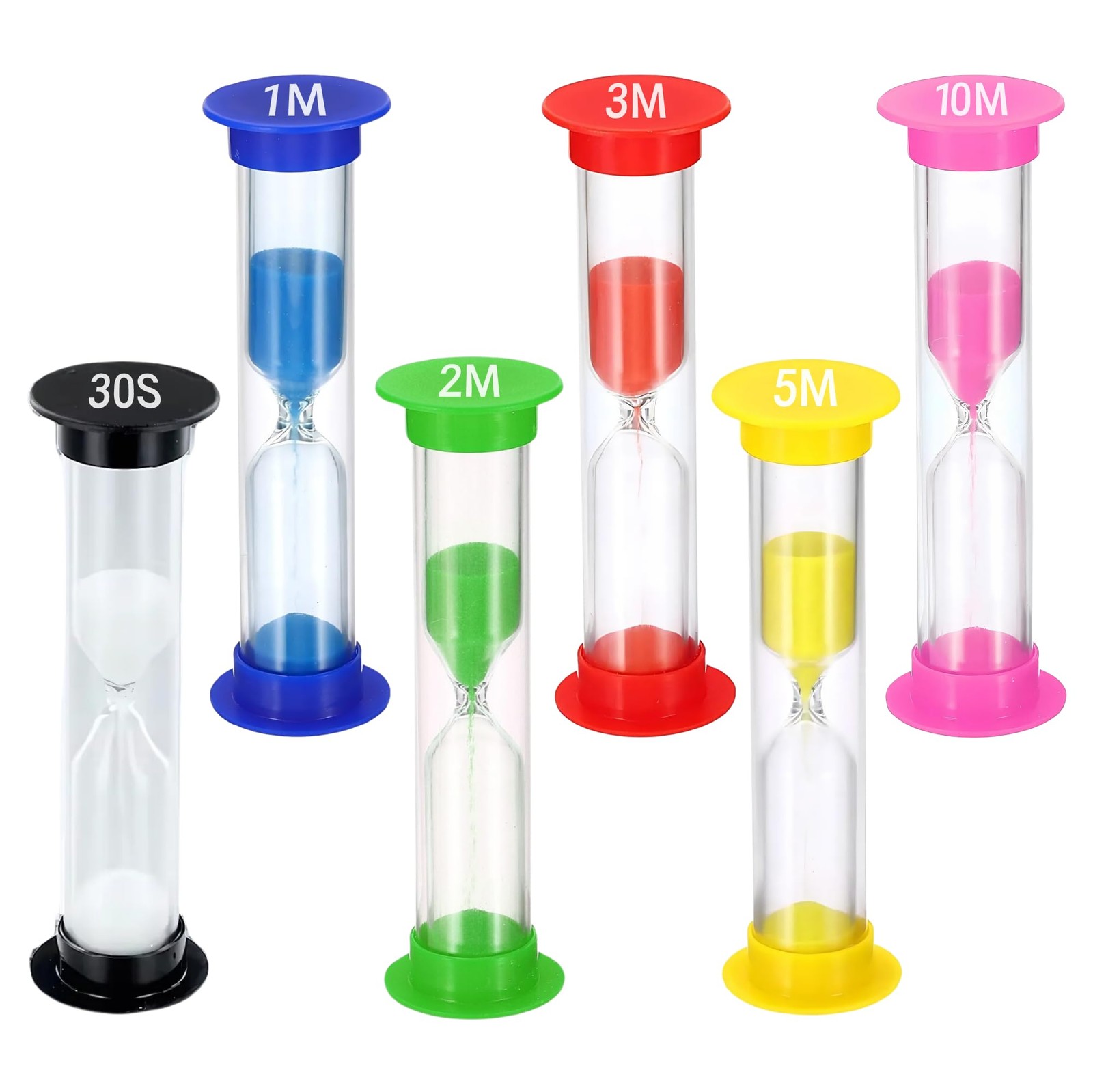 TeacherFav Sand Timer for Kids Set of 6 Small Colorful Hourglass Acrylic Cove...