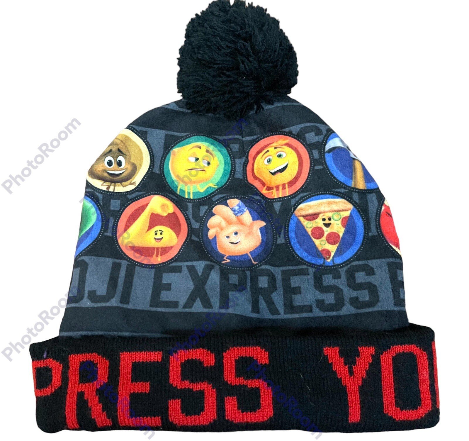 *The Emoji Movie Express Yourself Unisex Beanie Winter Hat Pompom Kids One Size