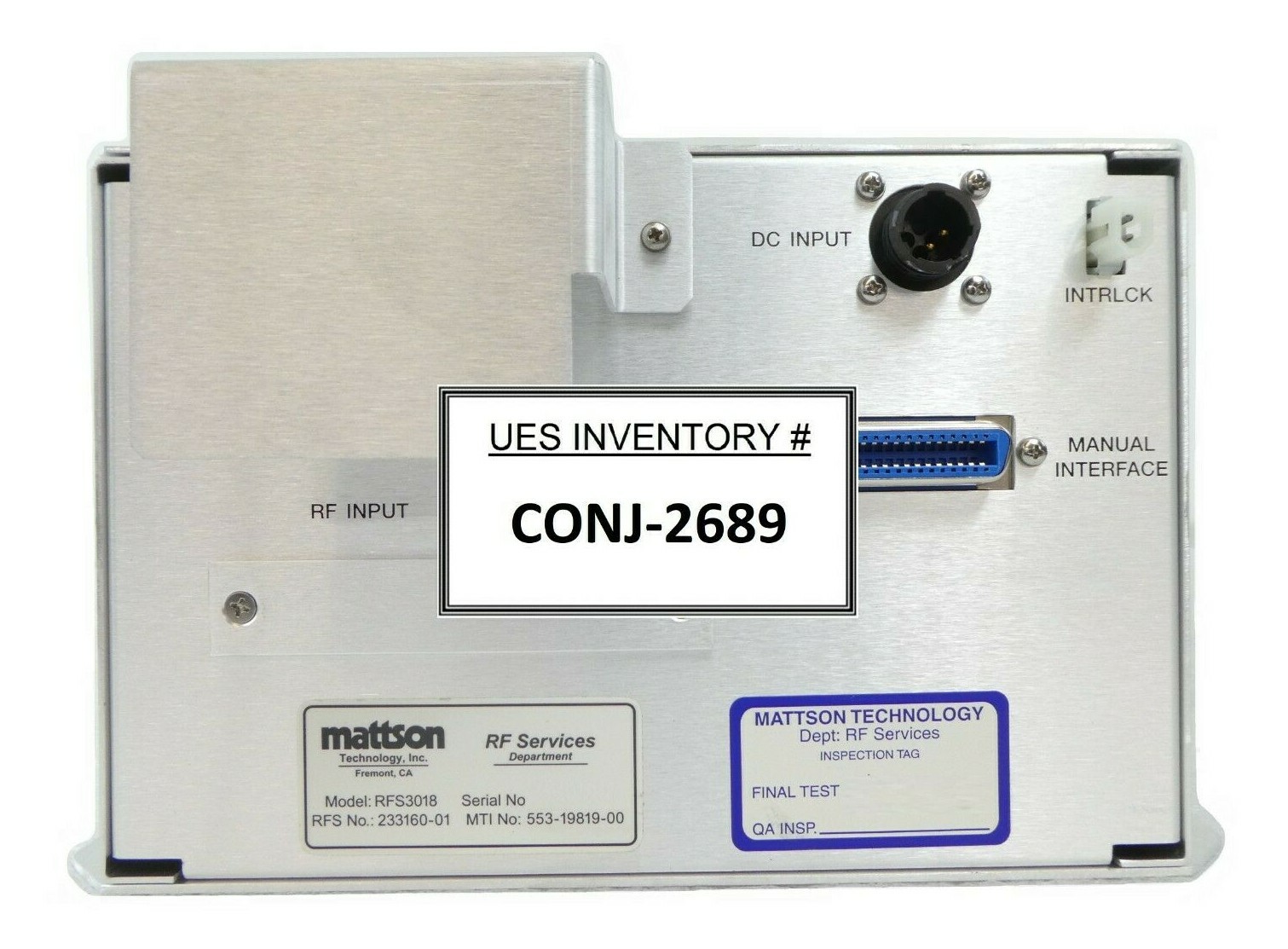 RF Services 233160-01 RF Match RFS 3018 Mattson Technology 553-19819-00 New
