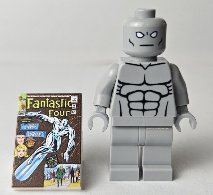 Custom Silver Surfer Minifigure (UV) Printed On Genuine LEGO Pieces