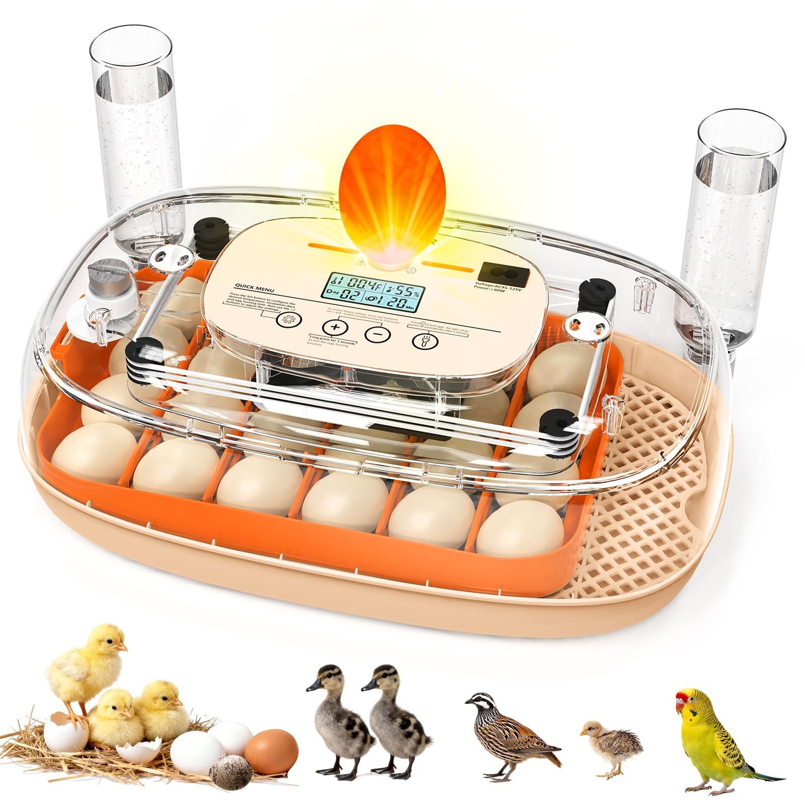 Sindarhor Egg Incubator for 24 Chicken Eggs with Automatic Turner, Orange