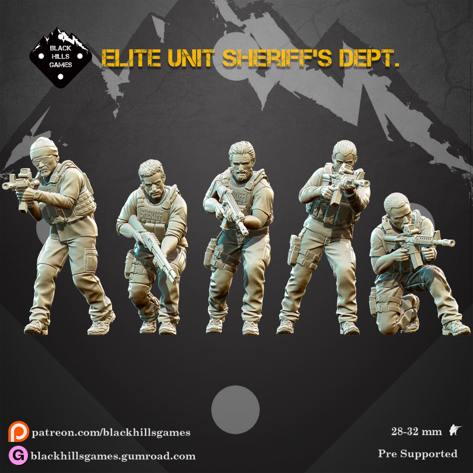 Black Hills Games Modern Miniatures Sheriff's Dept. Elite Unit US Police Spectre