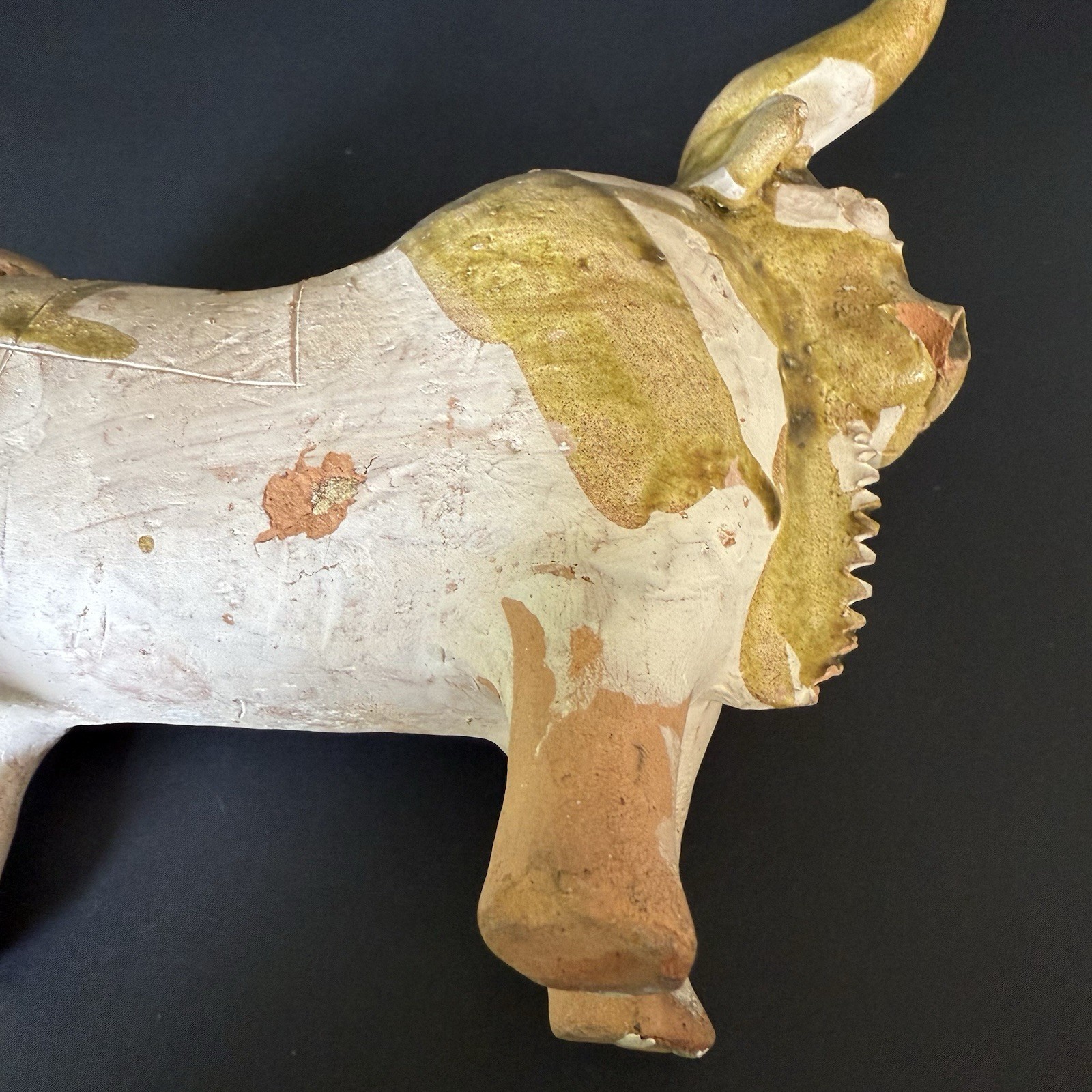 Folk Art Torito de Pucara Peruvian Pottery Bull Figurine Damaged! 6"x5.5"