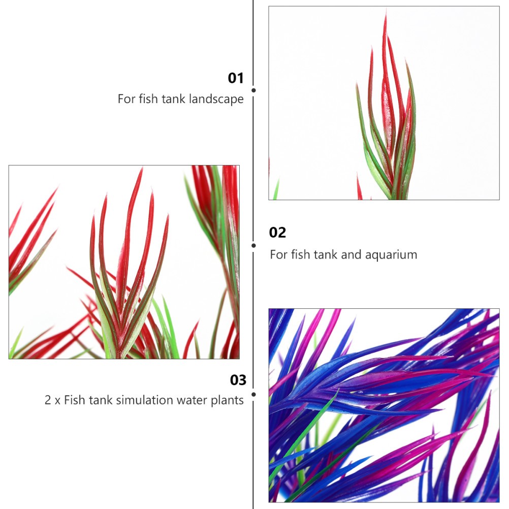 2 Pcs Tank Landscape Grass Artificial Plants for Aquarium Aquatic Fake