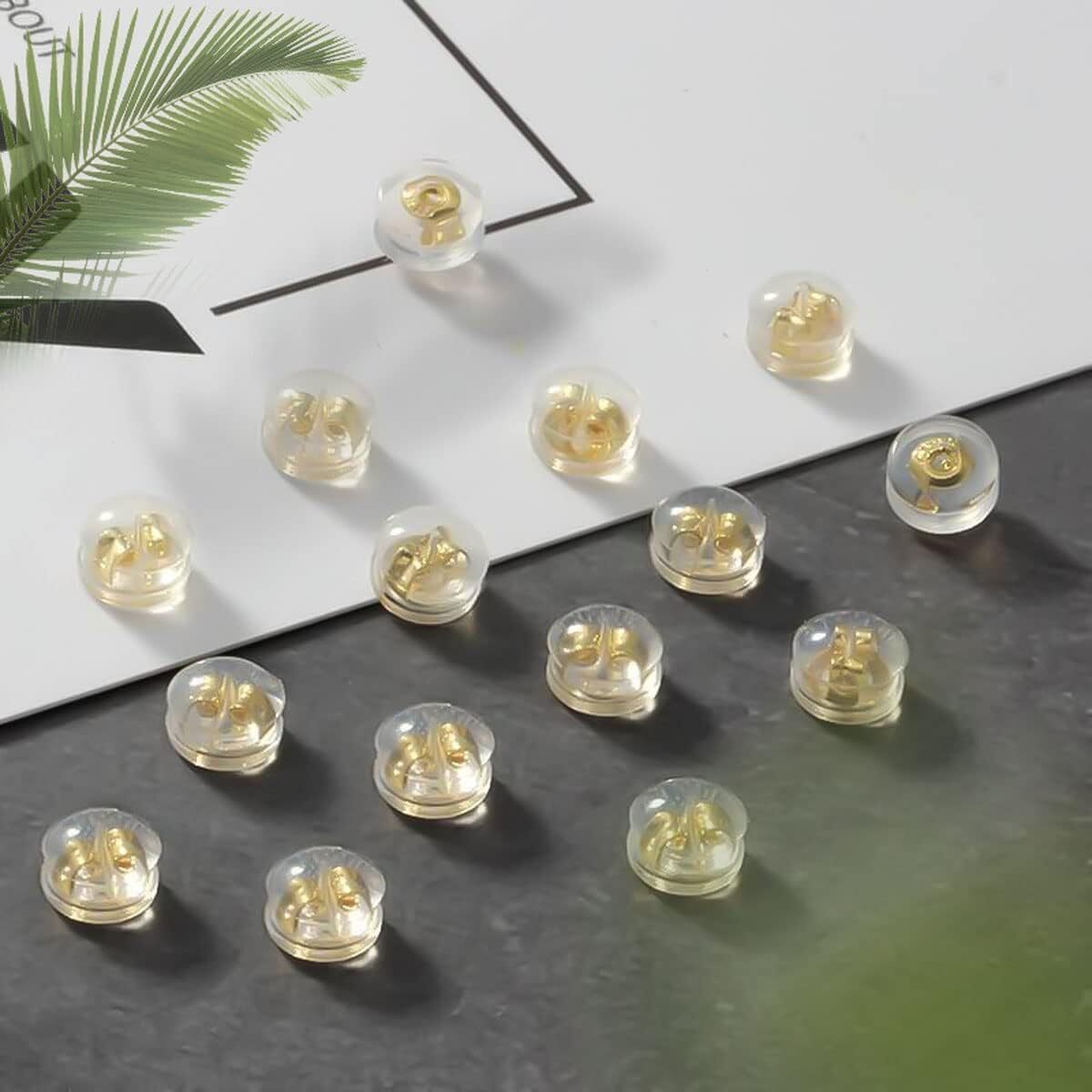 18K Gold Secure Earring Backs for Studs,925 Silver Silicone Earring Backs Hyp...