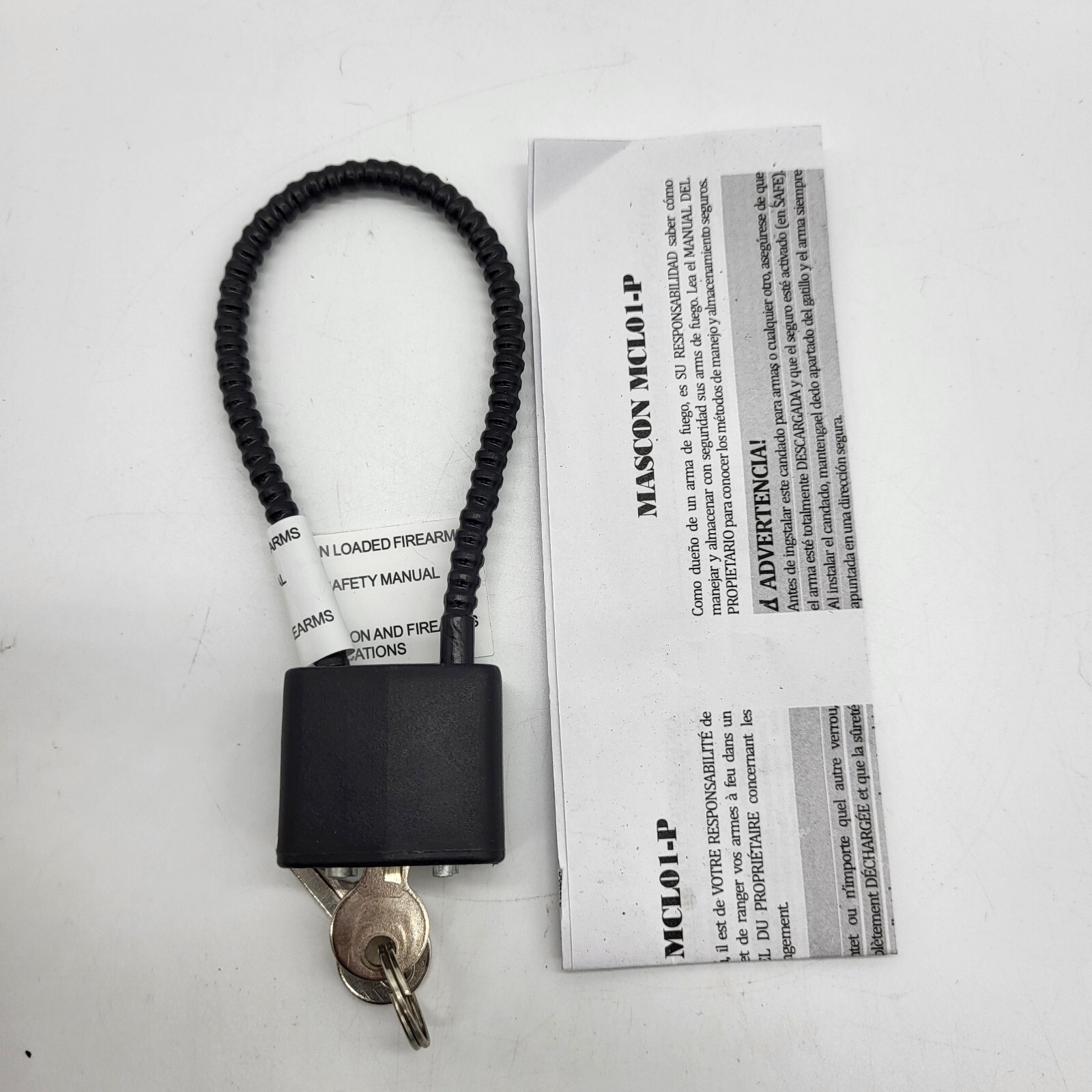 Mascon Safety Cable Lock MCL01-P Gun/Firearm with two keys - NEW