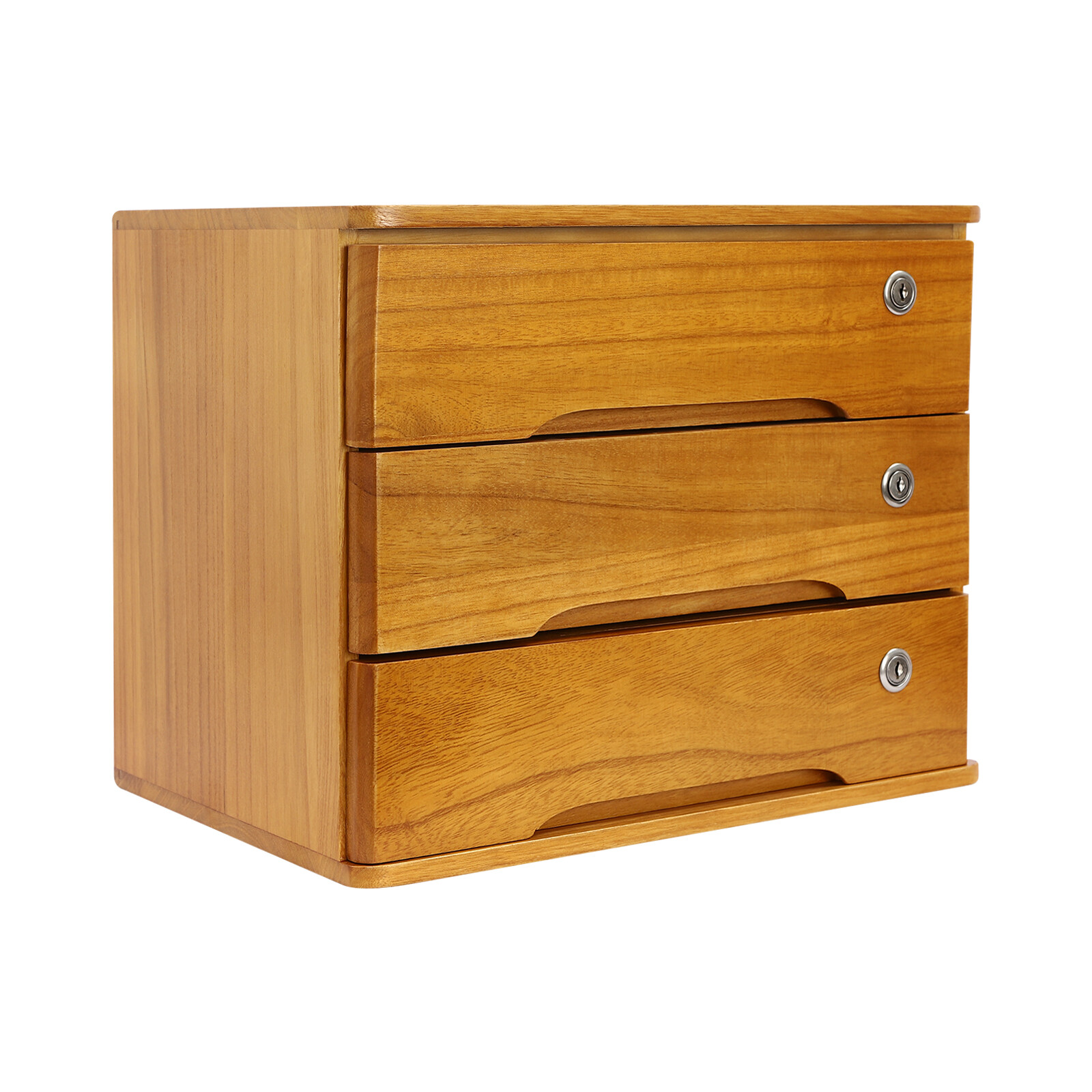 Wooden Desktop Storage Cabinet Desktop Storage Box with Lockable Drawers