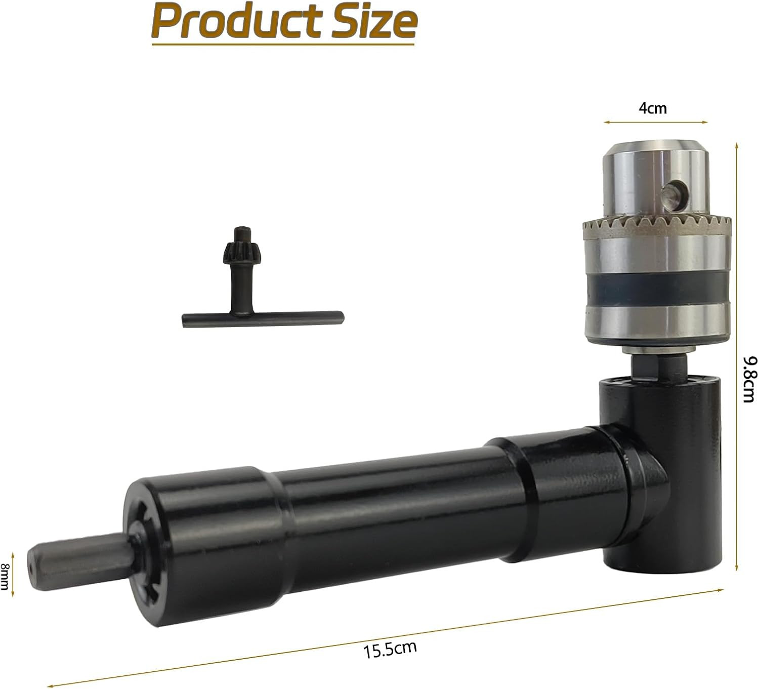 Right Angle Attachment 90 Degree Cordless Right Angle Drill Adapter with 3/8" Ke