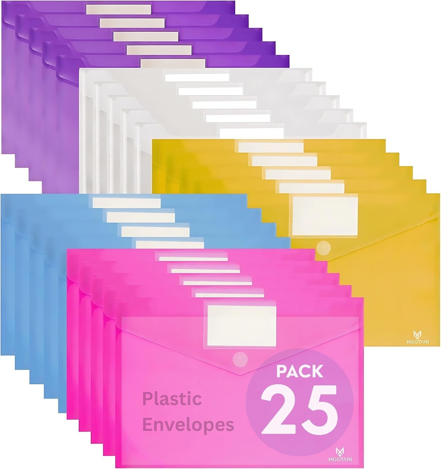 25 Pack Plastic Envelopes, Folders for Documents, Poly Envelopes A4/US Letter...