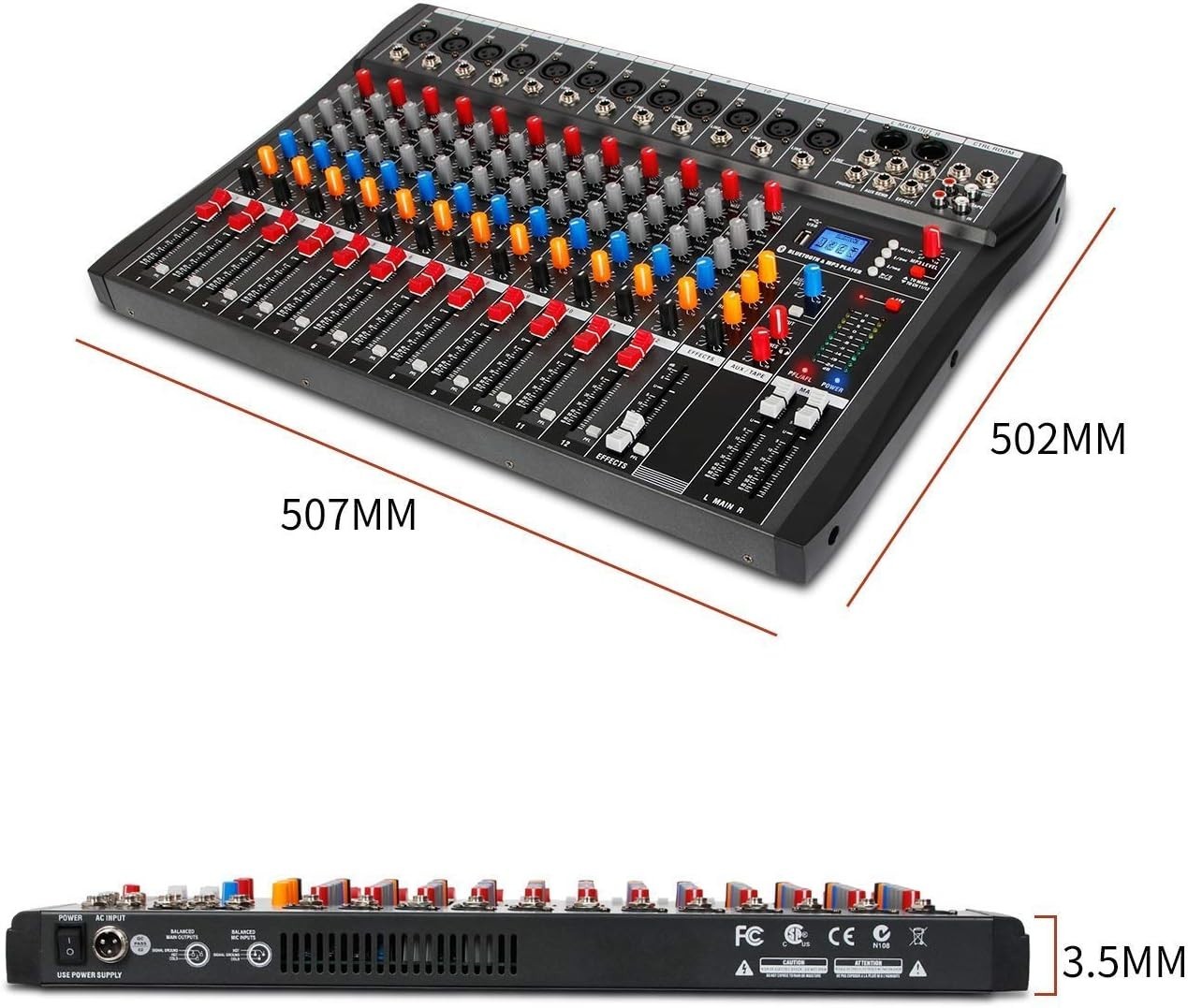 Compact 12-Channel DJ Mixer with USB Interface & Bluetooth Streaming Capability