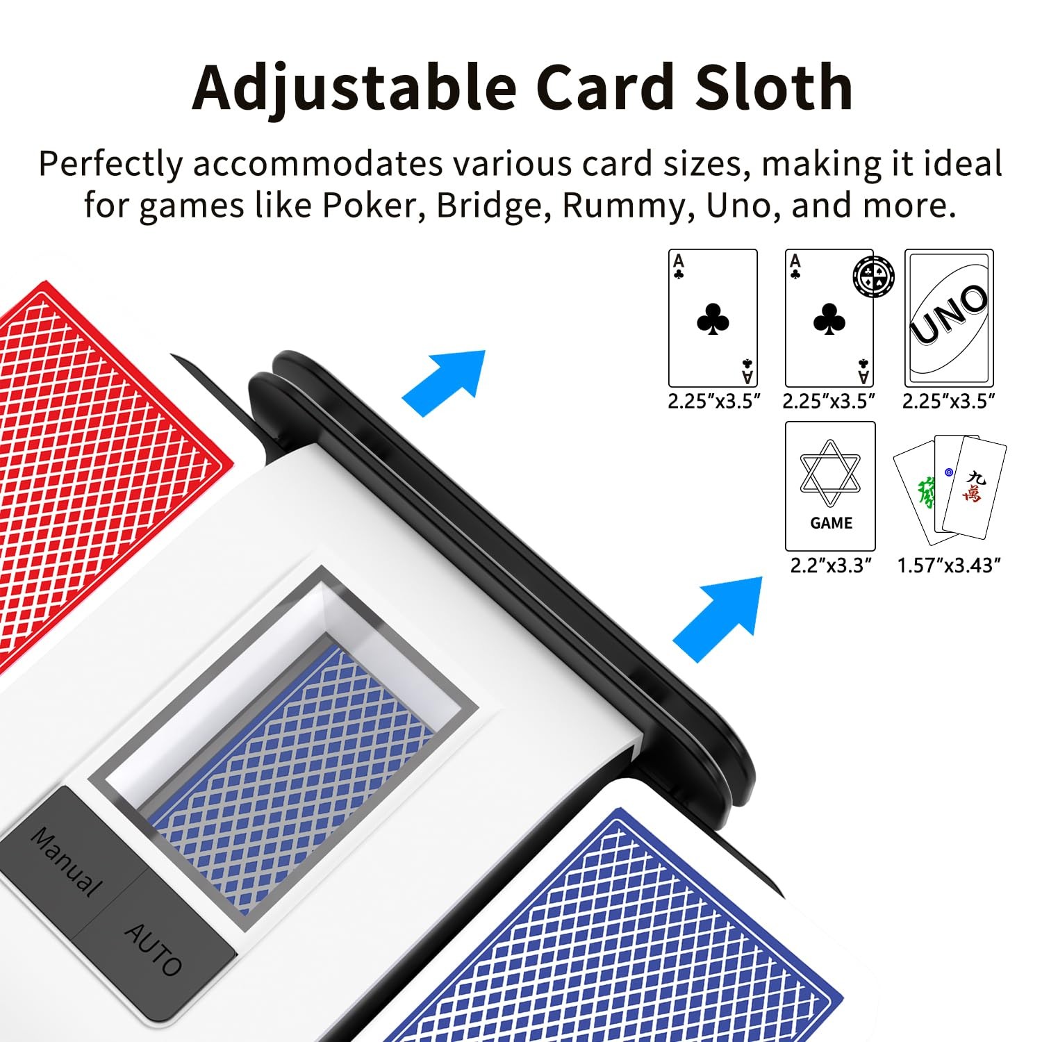 Automatic Card Shuffler with Dual Modes, Rechargeable 1-2 Deck Card Shuffle M...