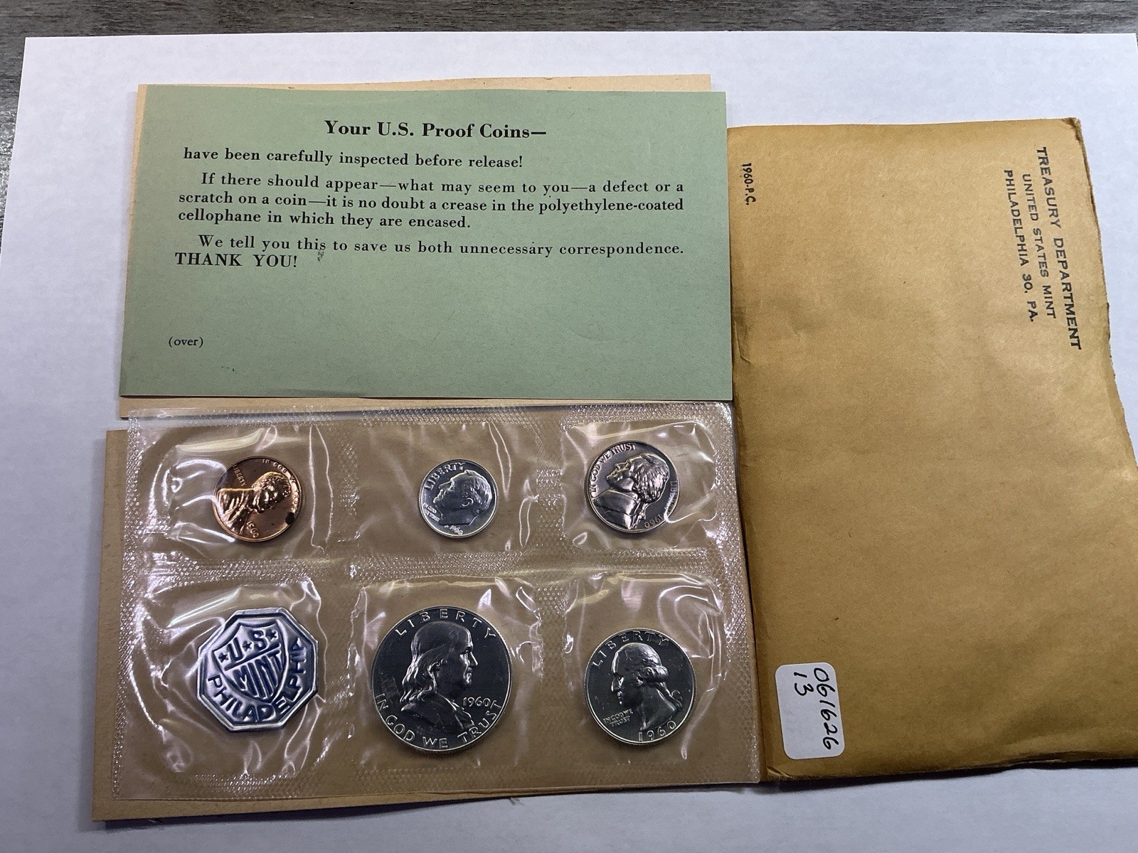 1960 US Mint Silver Proof Set in Original Flat Package Large Date 071626 21qk