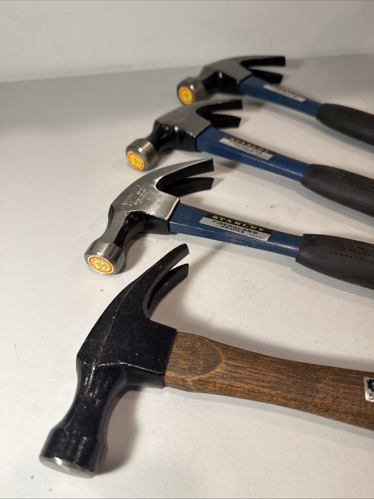 Stanley Tools USA (NOS) 3 Fiberglass Claw Hammer + 1 Wooden Handle 20+16+13oz