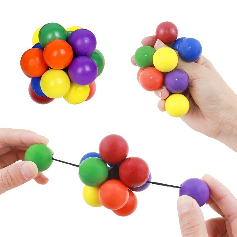 Creative Fidget Toy Adult Kids Toy Stress Reliever Elastic Colorful Ball