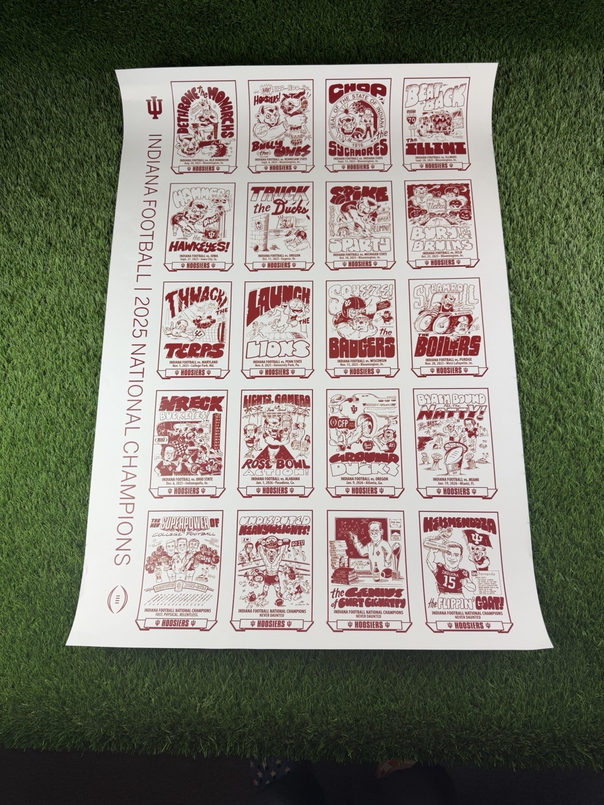 Indiana Hoosiers Football Poster 2025 National Champions Cignetti Large 24x36 IU