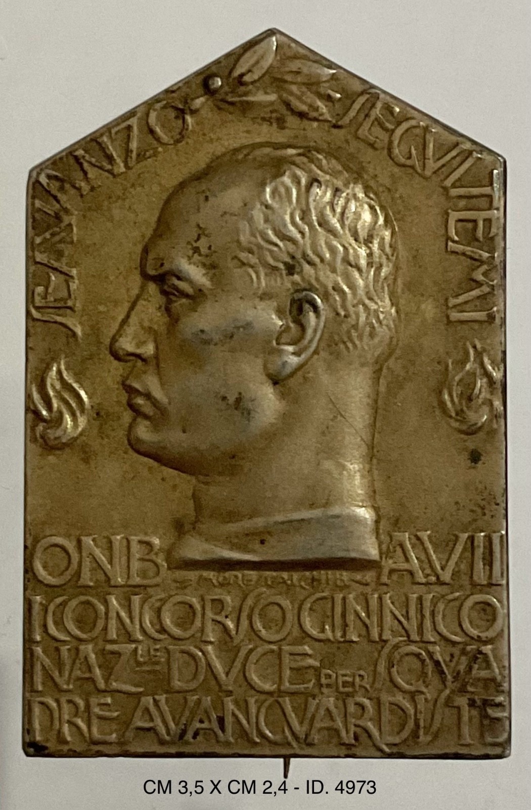 ONB OPERA BALILLA I° CAMPO DUX ROMA A.VII° 1929 DIST. ARGENTO ASS. GIOVANILE PNF