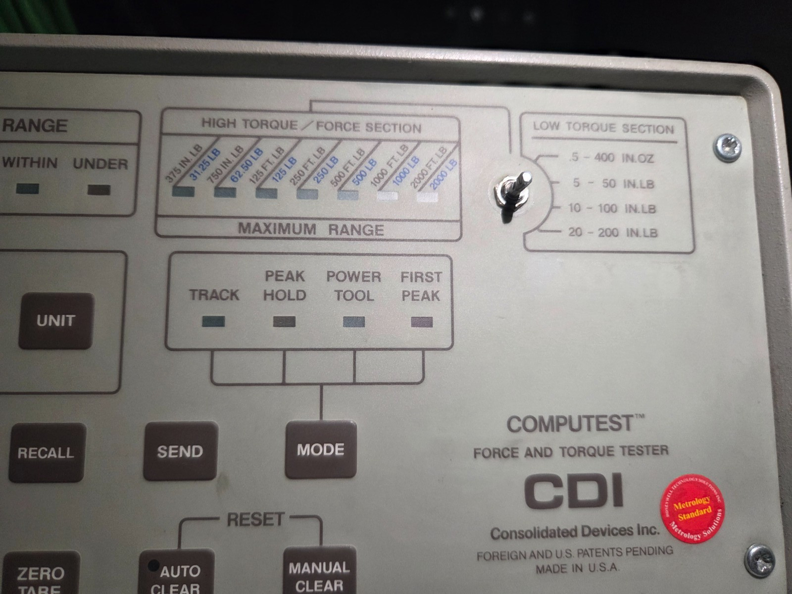 CDI Consolidated Devices TFC-Digital 2000-110-OH Computest Force Torque Tester