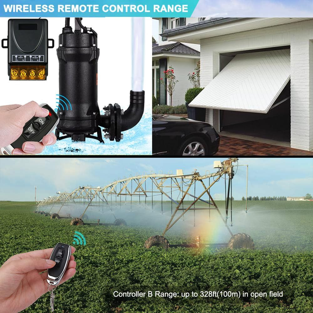 Wireless Remote Switch with 328 Ft Long Range,Dc 12V/24V/48V/72V Current Rating