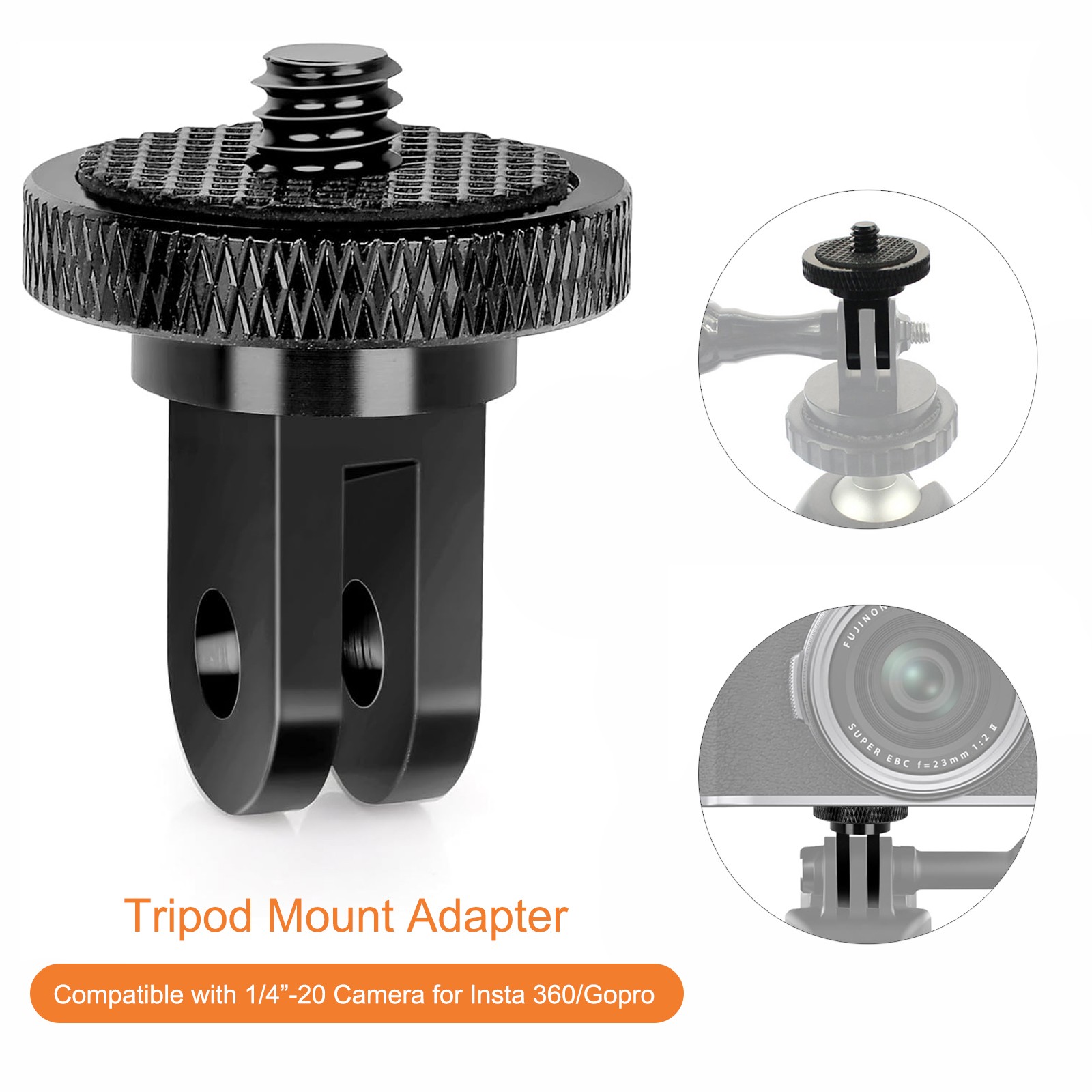 Camera Tripod Adapter, 1/4”-20 Adapter Mount For GoPro Hero 13 12 Insta360 X5 X4