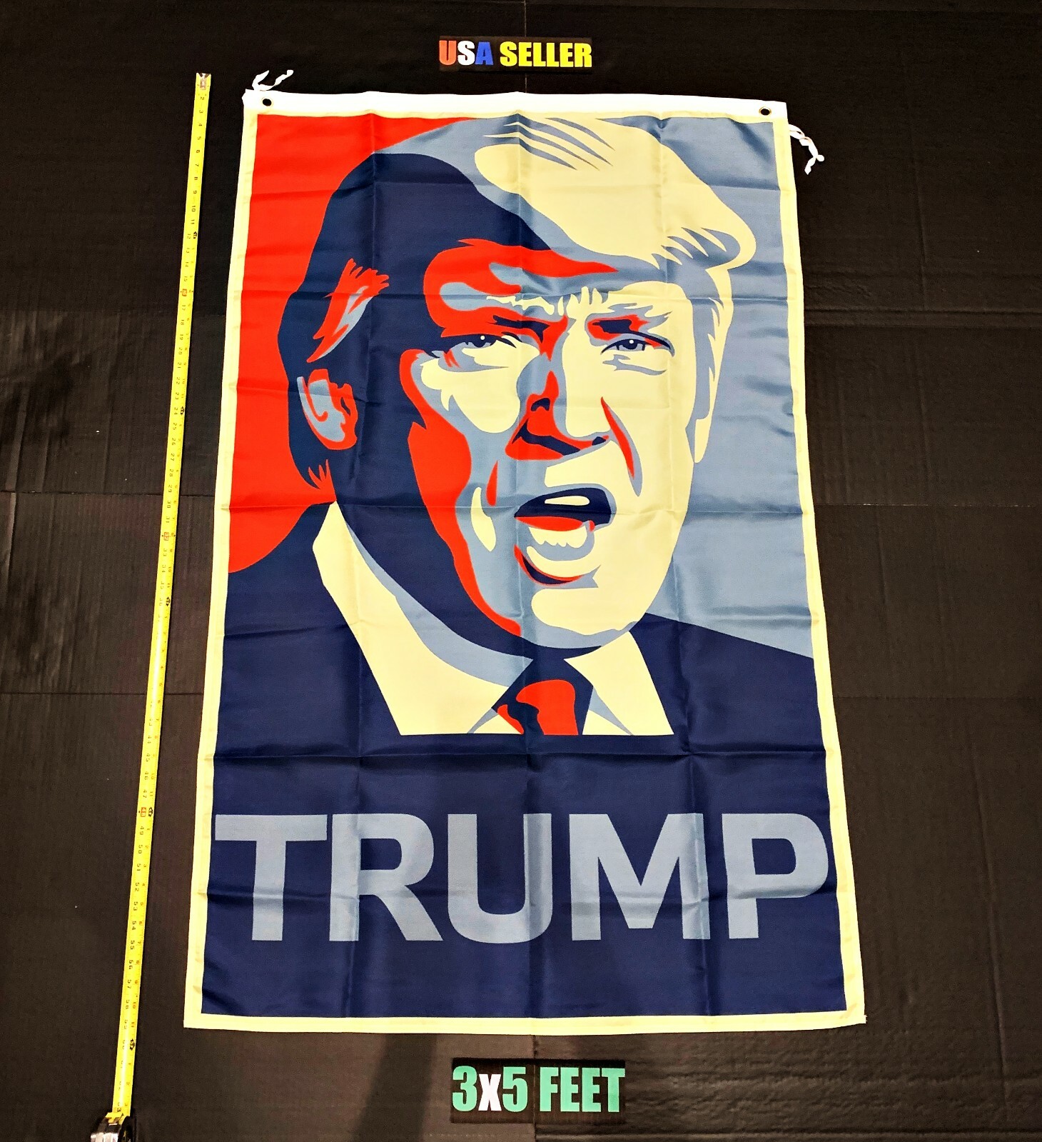 Donald Trump 2020 Flag FREE FIRST CLASS SHIP Trump Red & Blue Face USA ONE SIDED