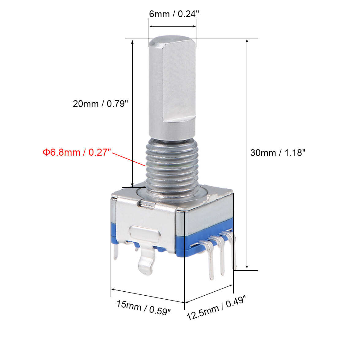 360 Degree Rotary Encoder Code Switch EC11 7 Pins 20mm D-Shaft 2pcs