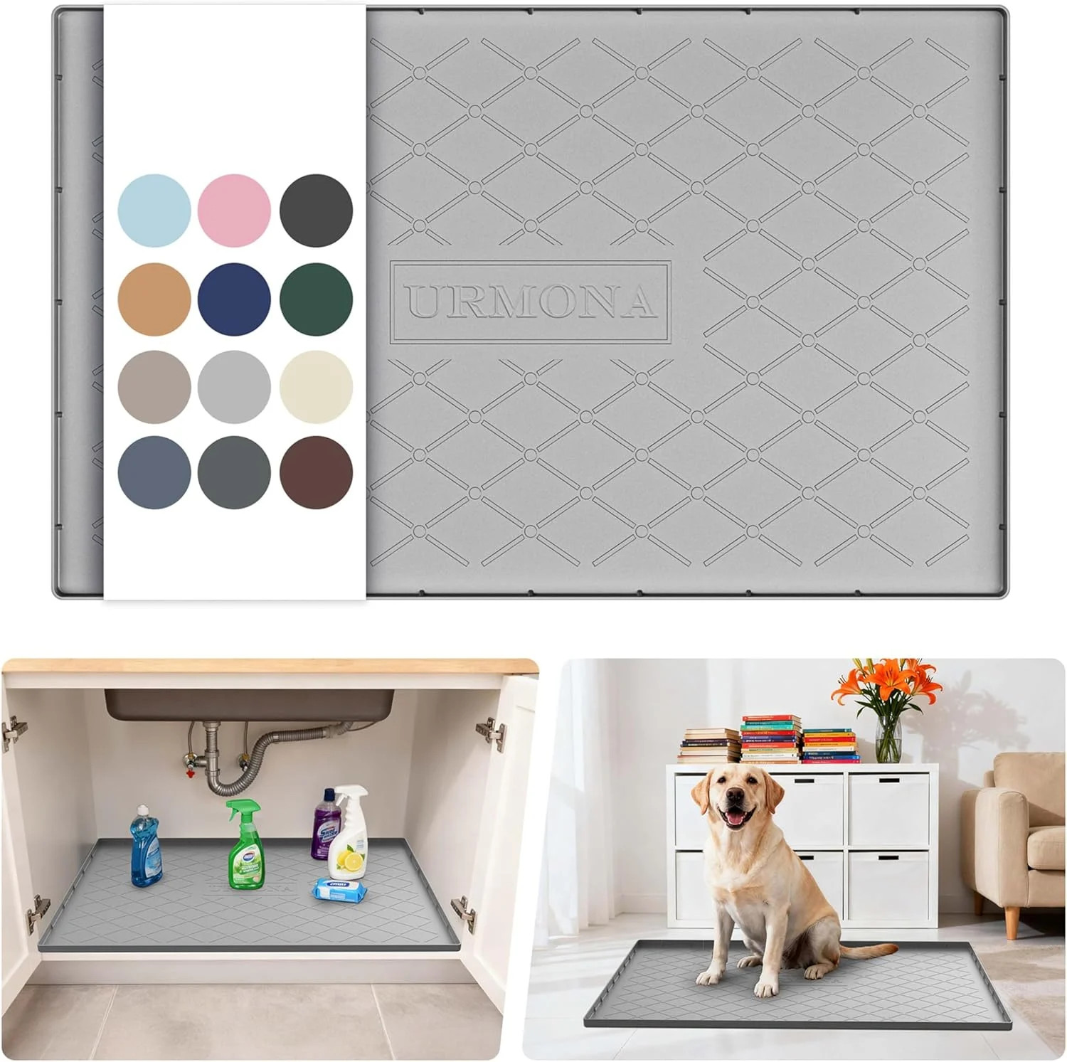 34" x 22" Waterproof Silicone Mat in Multiple Sizes & Colors, Under Sink