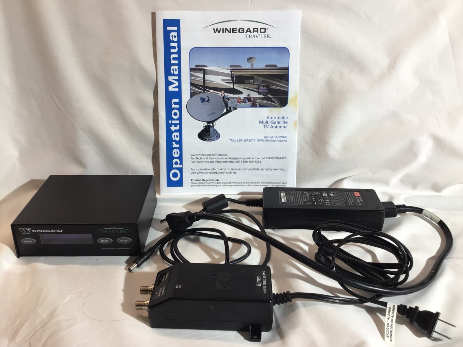 DirectTV SWM3 Trave'ler Interface Box with power supply and 21V Power Inserter