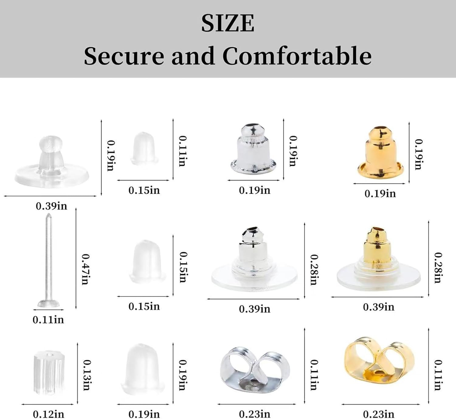 12 Styles 600 Pcs Earring Backs for Studs, Clear Plastic Earrings Hypoallergenic