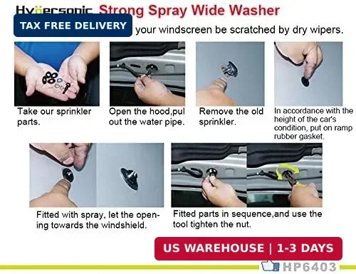 Hypersonic Universal Car Windshield Washer Sprayer 2Pcs Vehicle Nozzle