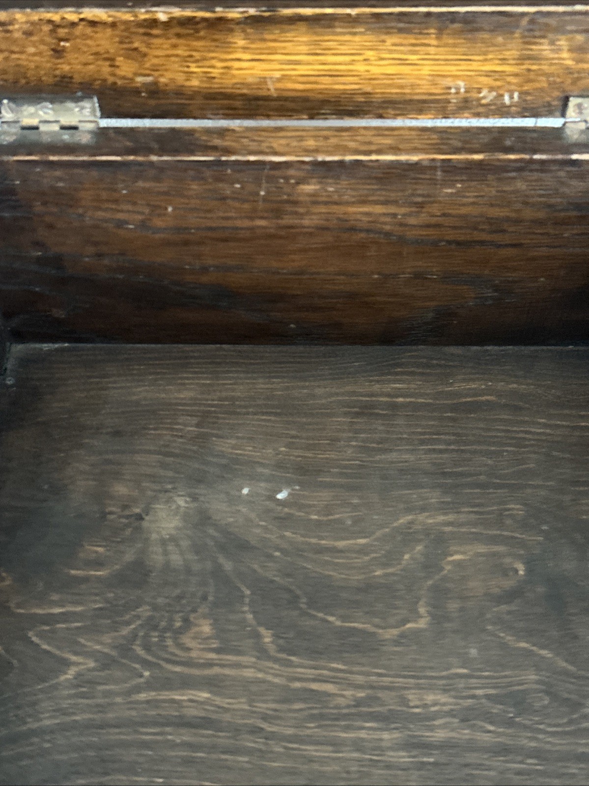 Lovely Antique Oak Storage Footstool With Leather Top