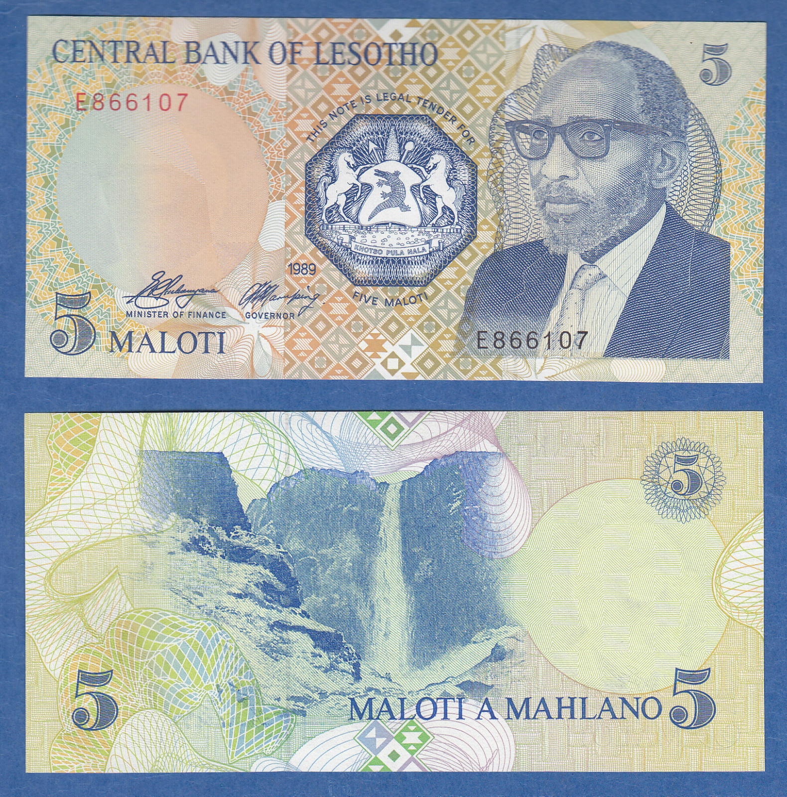 Lesotho 5 Maloti P 10a 1989 UNC ( P 10 a )
