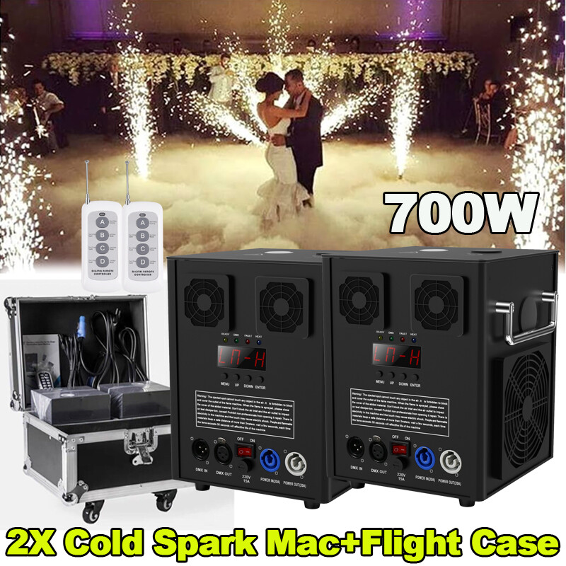 2X Cold Spark Machine 700W Stage Effect DMX Firework DJ Event Party Wedding&Case