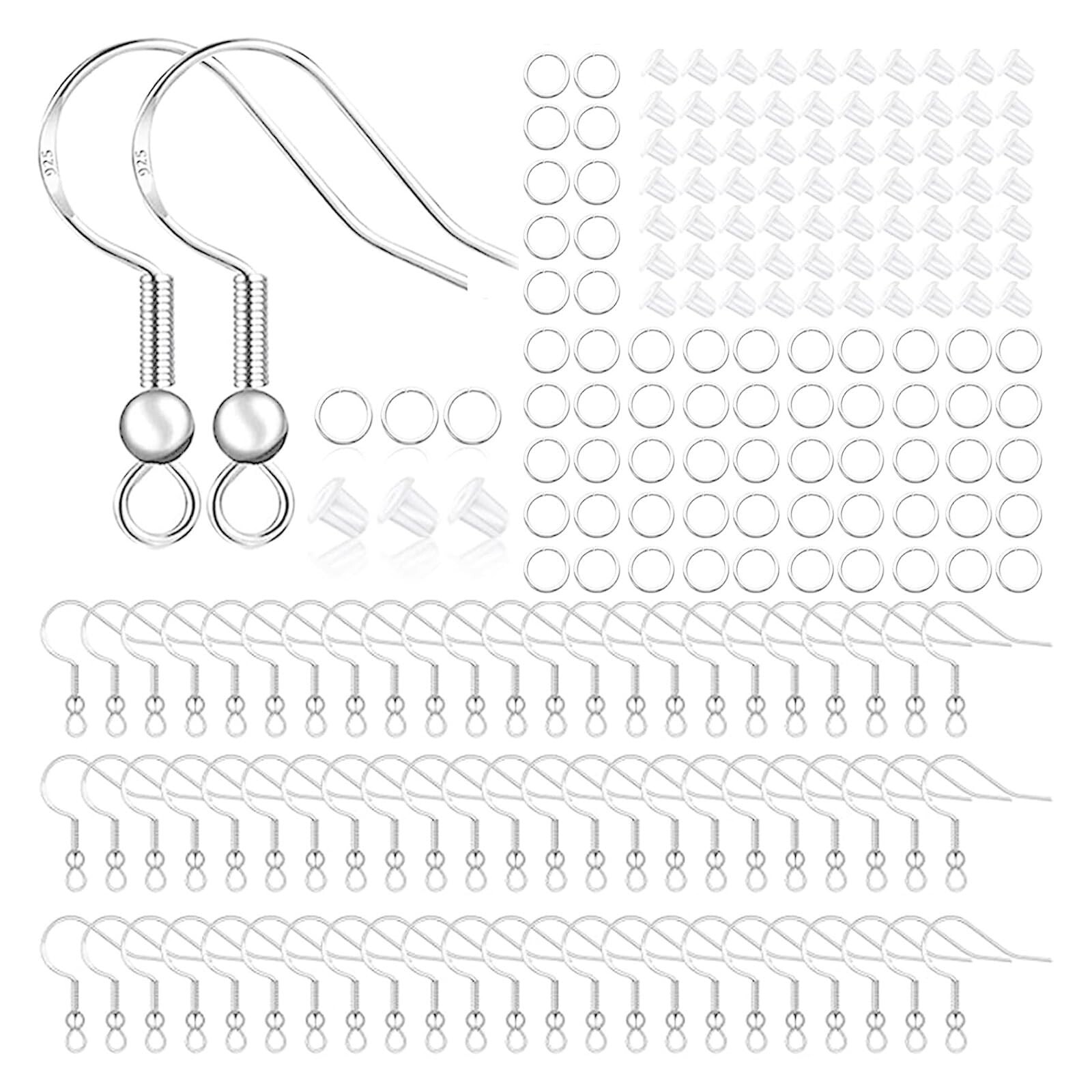925 Sterling Silver Earring Hooks, 800PCS/125 Pairs Fish Hooks,500pcs Hypoall...