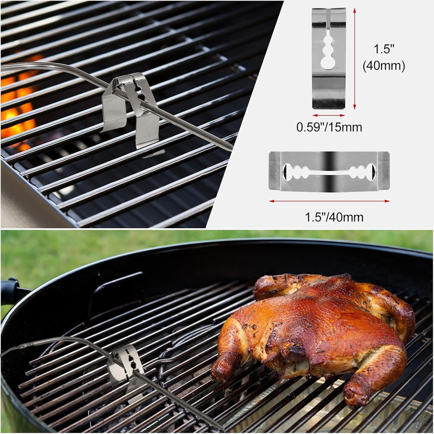 10 Pieces 3-Hole Probe Holder, Clip Meat Grill Temp Probe Clip Barbecue Universa