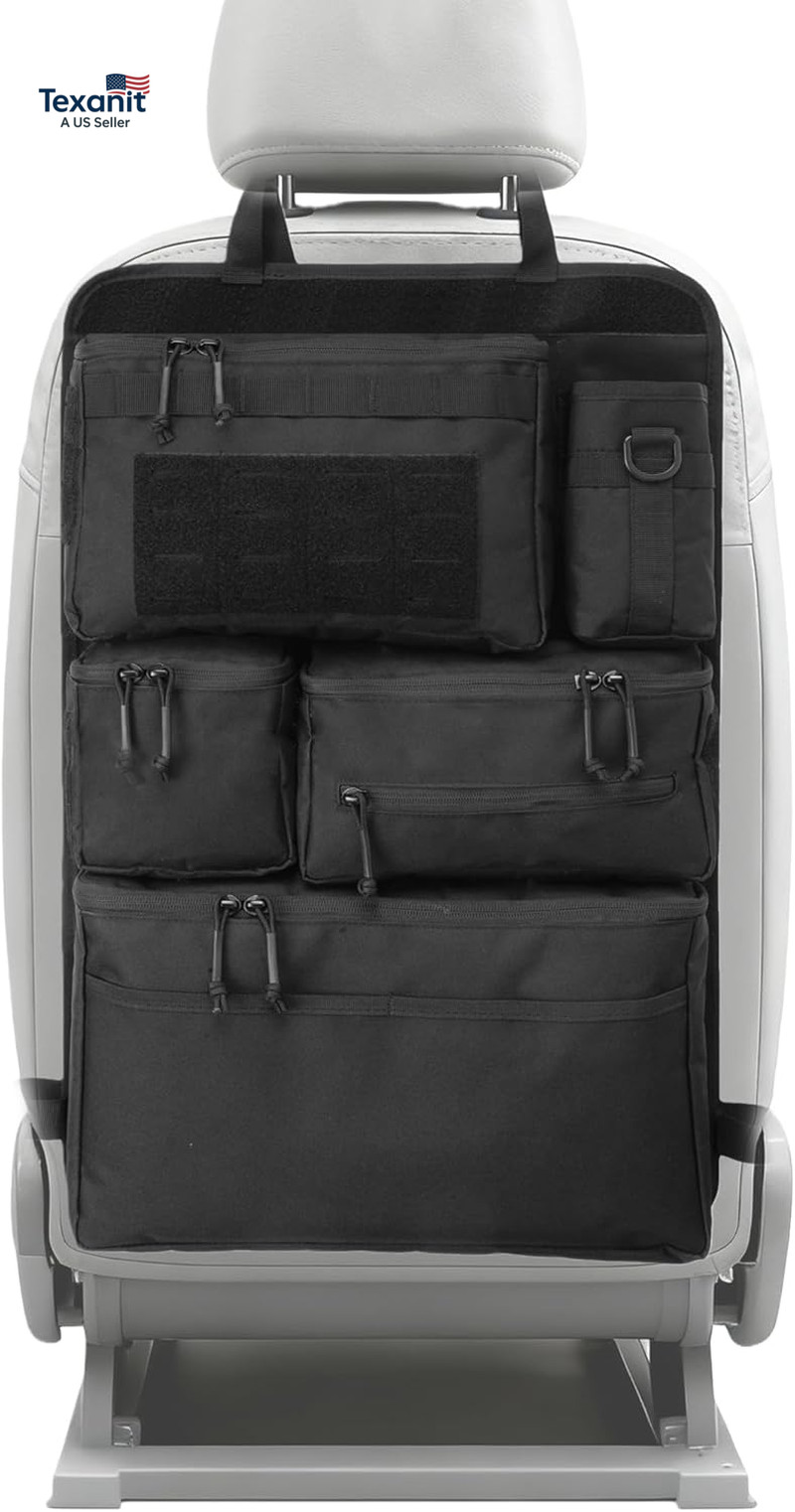 6 Pack Tactical Molle Car Seat Back Organizer - Tactical Vehicle Panel Organizer