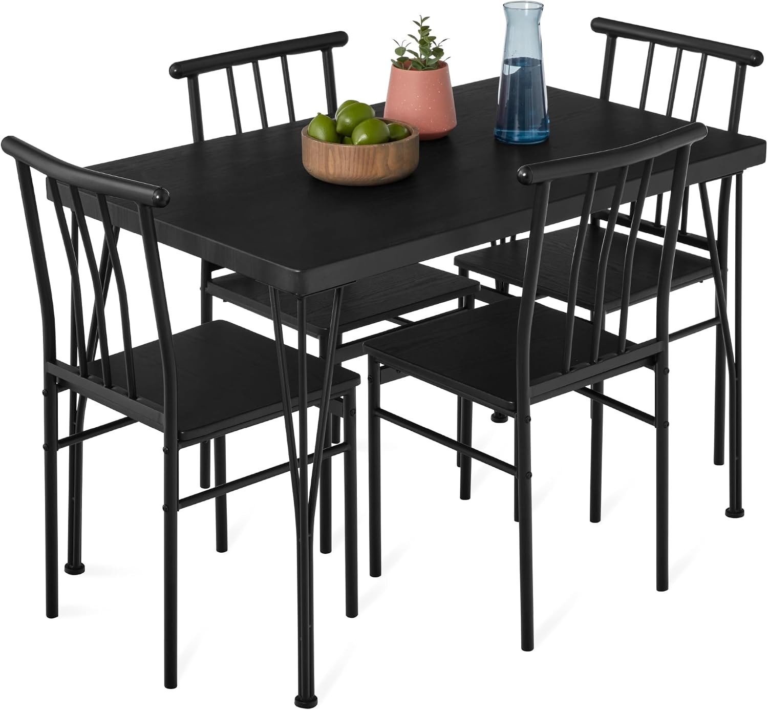 Choice Products 5-Piece Metal and Wood Indoor Modern Rectangular Dining Table