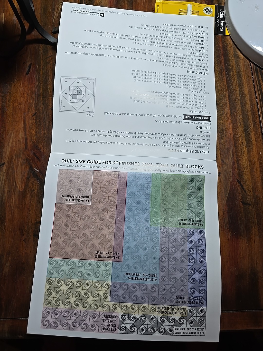 Quilt Block Foundation Paper. 6.5 Inches 42 Sheets