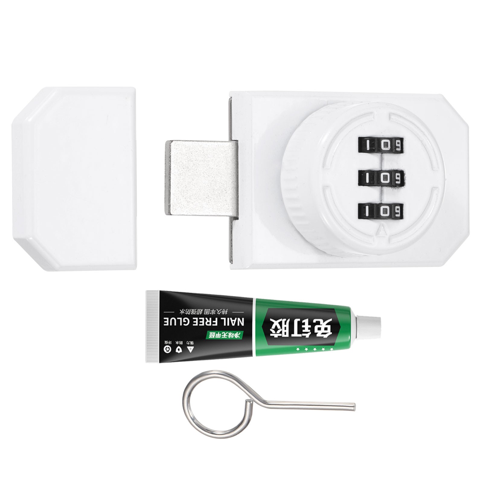 Adhesive Combination Cabinet Latch Keyless Password Lock with Glue White