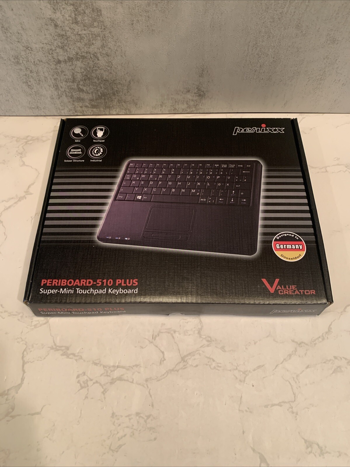 Perix PERIBOARD - 510 PLUS US, mini keyboard with touch pad - with 2 USB hubs -