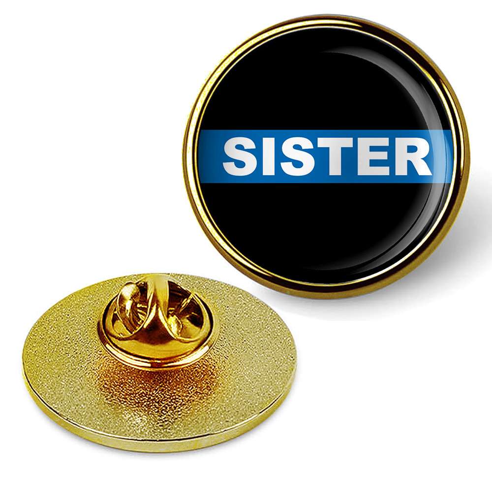Law Enforcement Police Thin Blue Line Sister Brooches & Pins - Gold