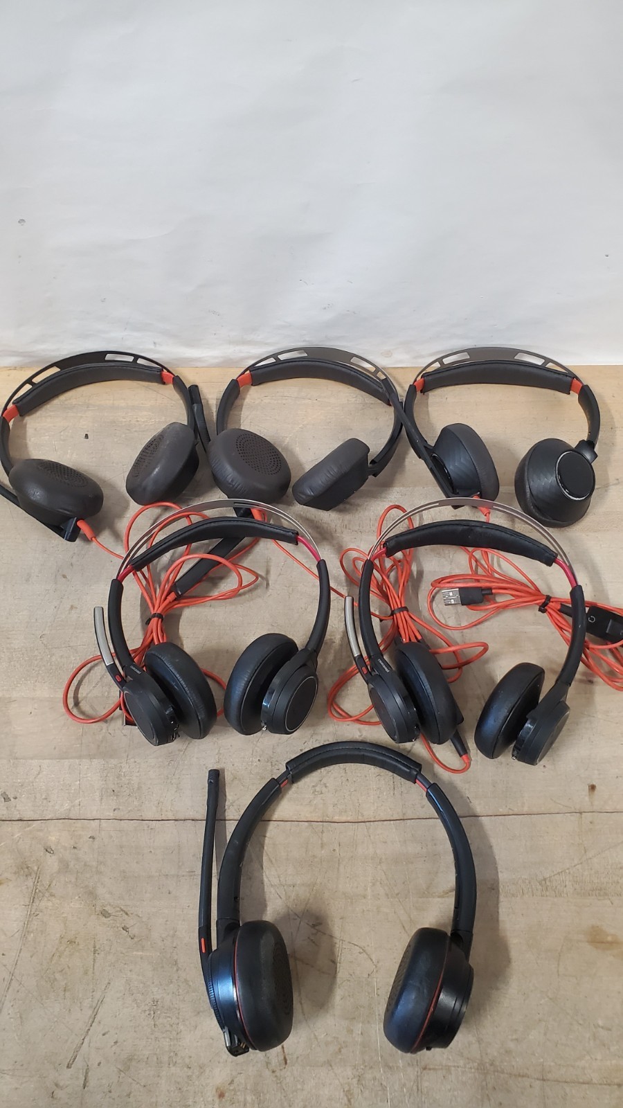 LOT OF 6 Mixed Plantronics Blackwire Headsets - See Pics