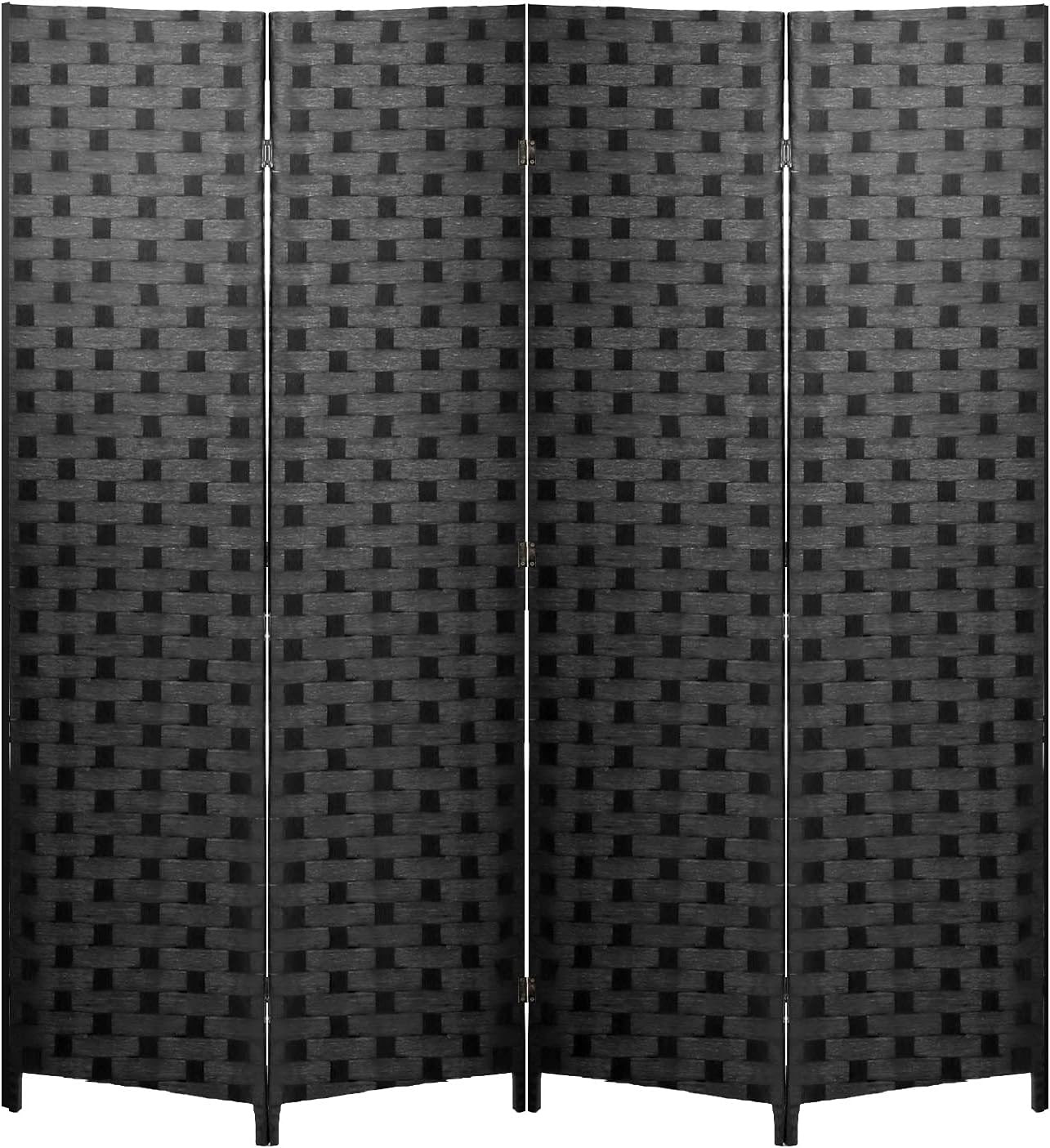 6FT Folding Room Divider 4 Panel Wood Mesh Privacy Screen