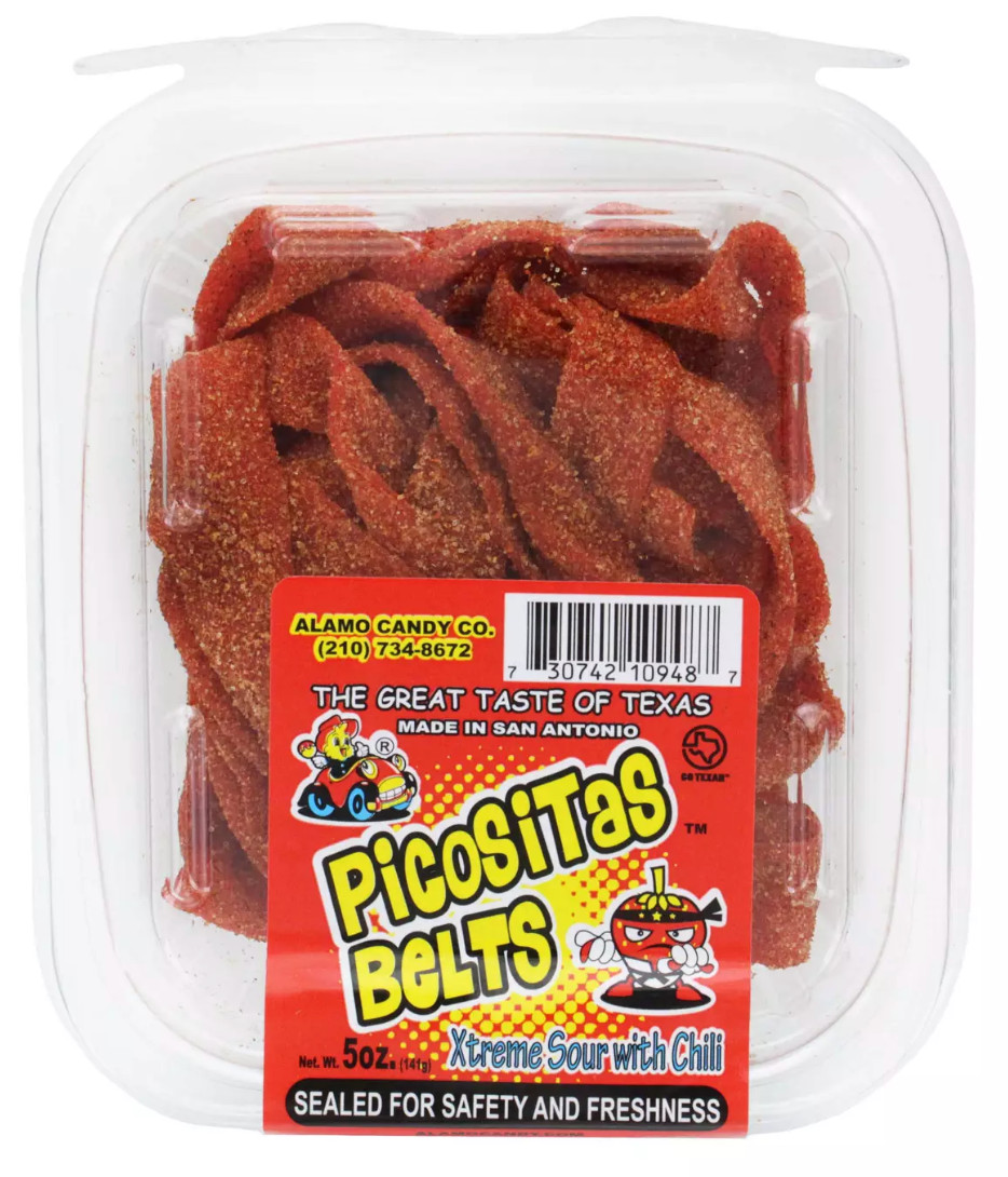 Alamo Candy Picositas Spicy Sour Belts Tub Mexican Candy