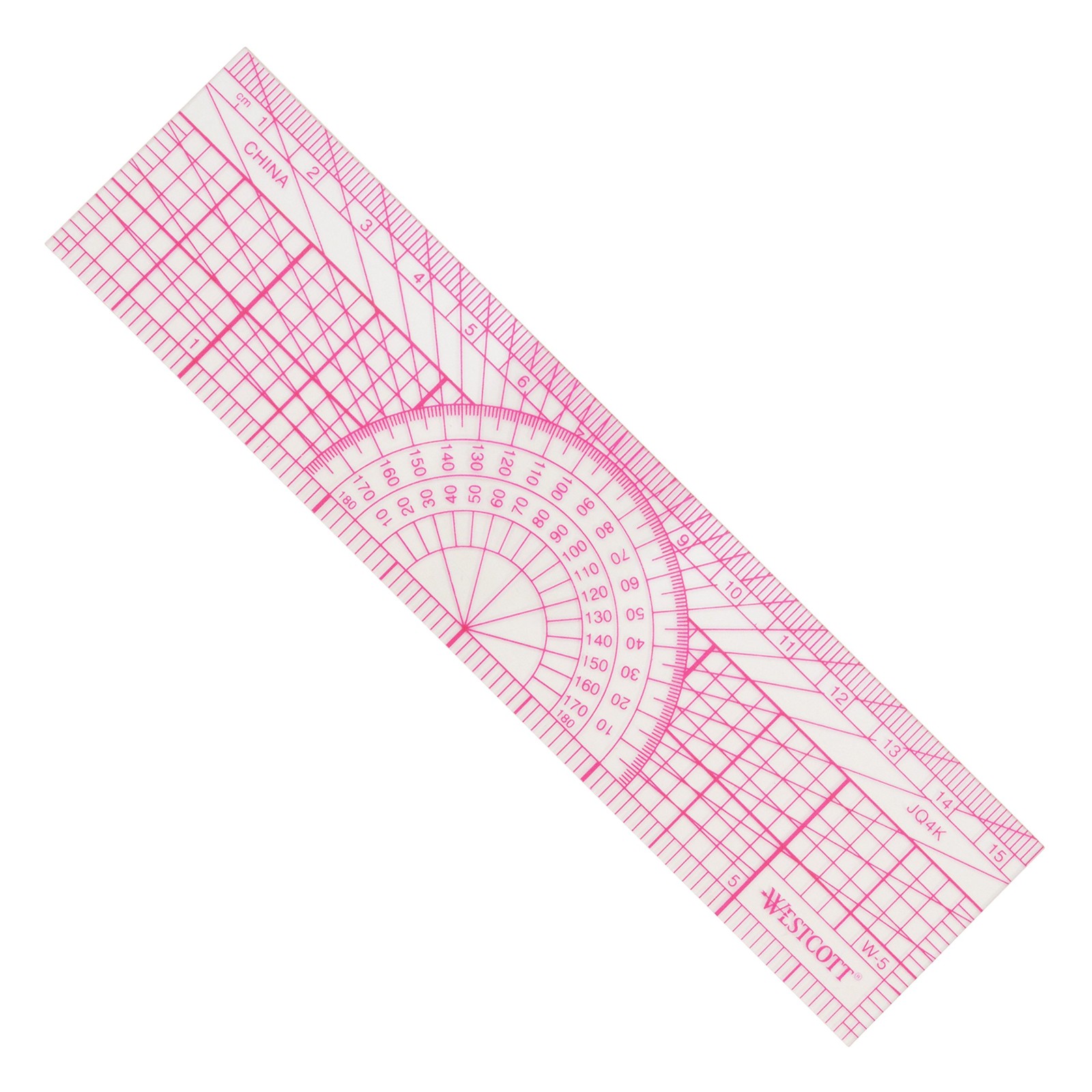 Protractor Ruler, 6", 15Cm, Transparent (W-5)