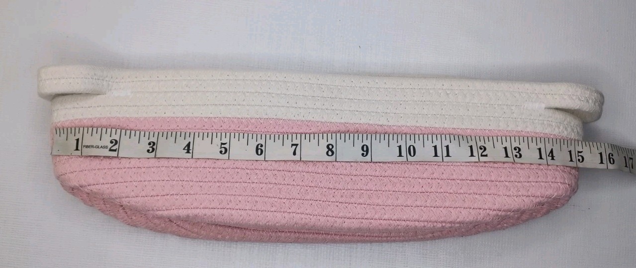 Pink Oval Woven Fabric Gift Basket