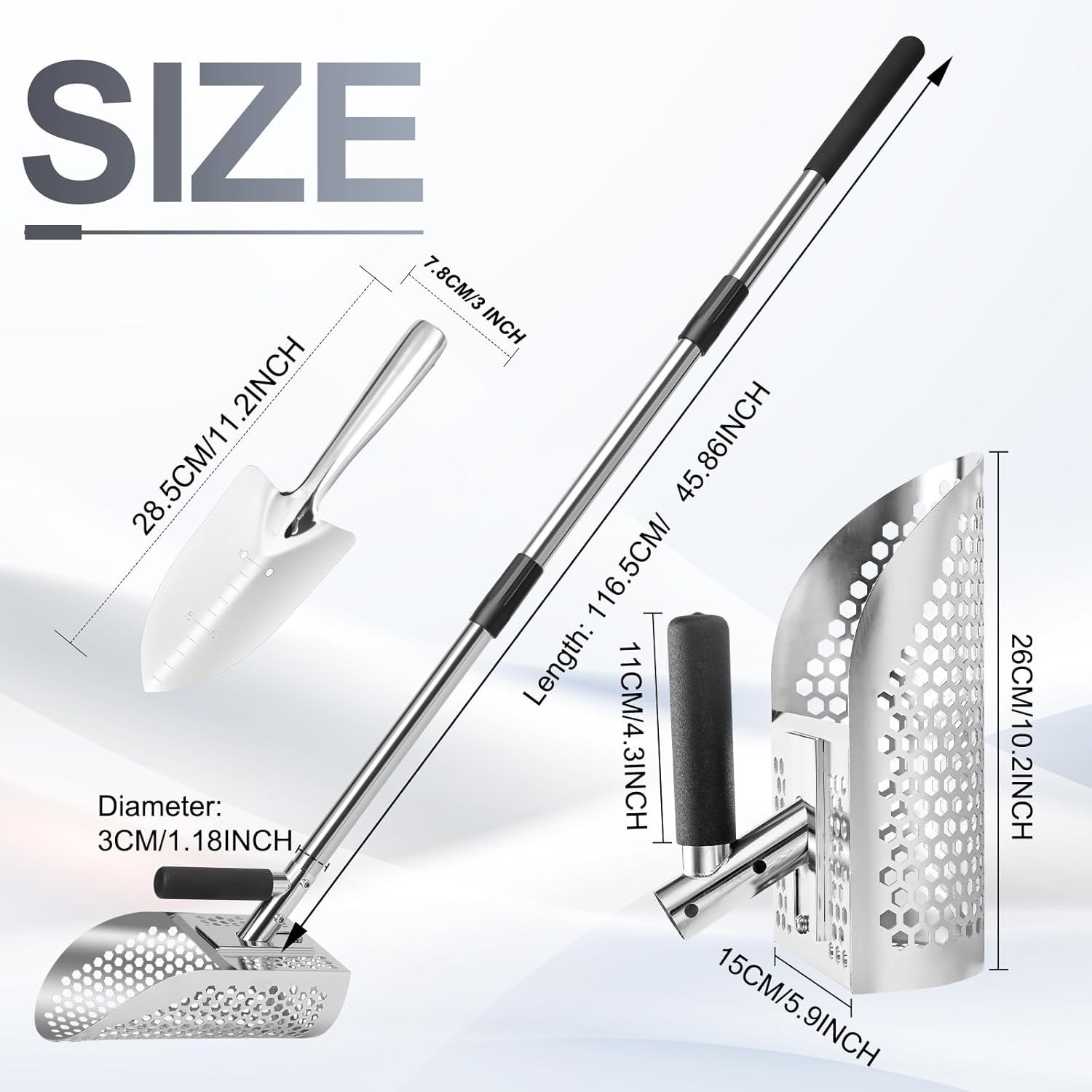 Durable Sand Sifter Shovel for Quick Underwater Treasure Hunting - 2-in-1 Design
