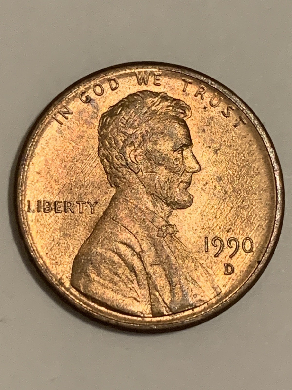 1990-D Lincoln Memorial Penny.  1 Cent Coin.